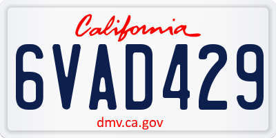 CA license plate 6VAD429