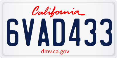 CA license plate 6VAD433