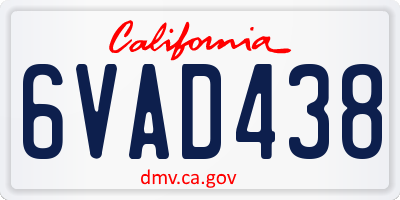 CA license plate 6VAD438