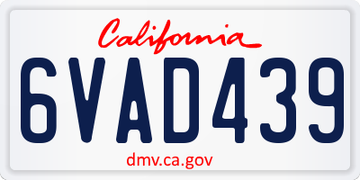 CA license plate 6VAD439