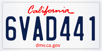 CA license plate 6VAD441