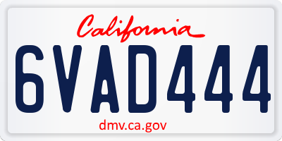 CA license plate 6VAD444