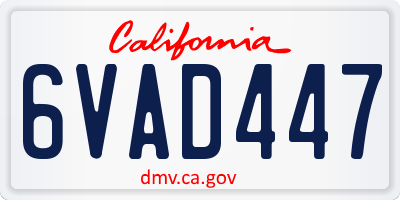 CA license plate 6VAD447