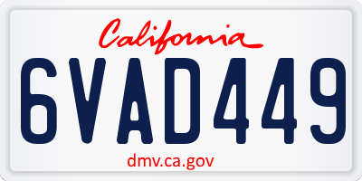 CA license plate 6VAD449