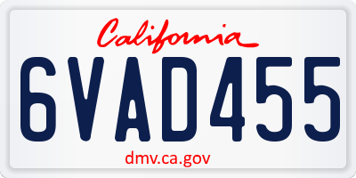 CA license plate 6VAD455