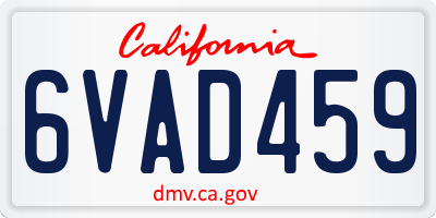CA license plate 6VAD459
