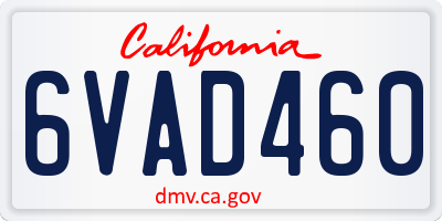CA license plate 6VAD460