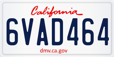 CA license plate 6VAD464