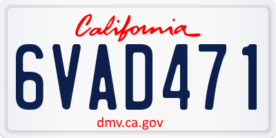CA license plate 6VAD471