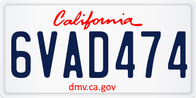 CA license plate 6VAD474