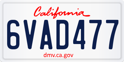 CA license plate 6VAD477