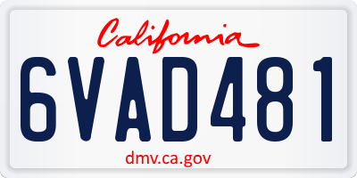 CA license plate 6VAD481