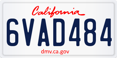 CA license plate 6VAD484