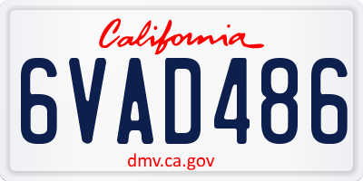 CA license plate 6VAD486