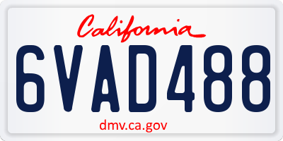 CA license plate 6VAD488