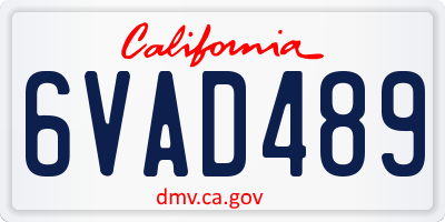 CA license plate 6VAD489