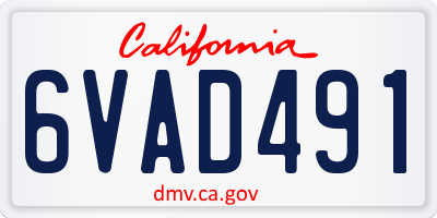 CA license plate 6VAD491