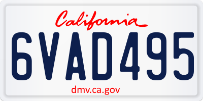 CA license plate 6VAD495