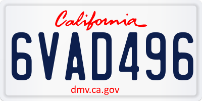 CA license plate 6VAD496