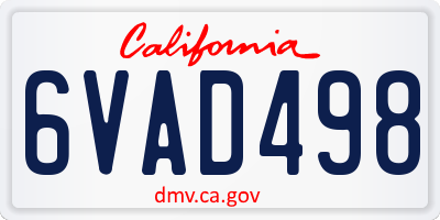 CA license plate 6VAD498