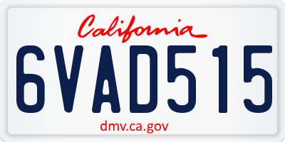 CA license plate 6VAD515