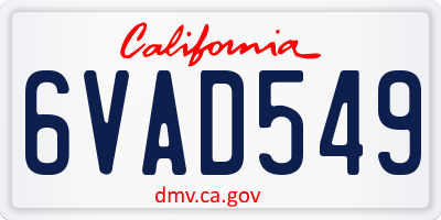 CA license plate 6VAD549