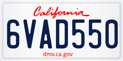 CA license plate 6VAD550