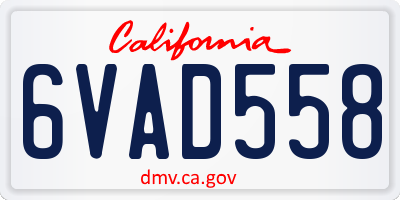 CA license plate 6VAD558