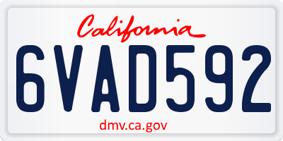 CA license plate 6VAD592