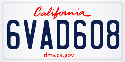CA license plate 6VAD608