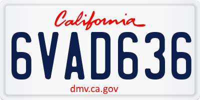 CA license plate 6VAD636