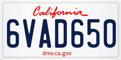 CA license plate 6VAD650