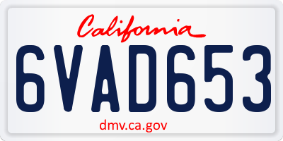CA license plate 6VAD653
