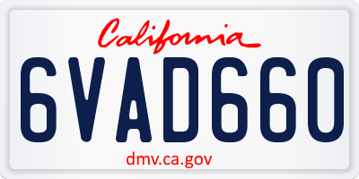 CA license plate 6VAD660