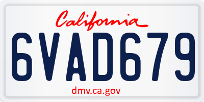 CA license plate 6VAD679
