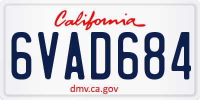 CA license plate 6VAD684