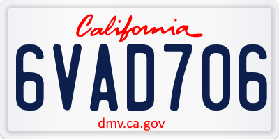 CA license plate 6VAD706
