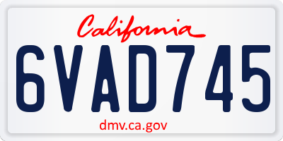 CA license plate 6VAD745