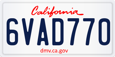 CA license plate 6VAD770