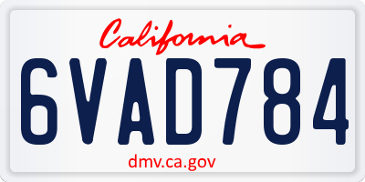 CA license plate 6VAD784