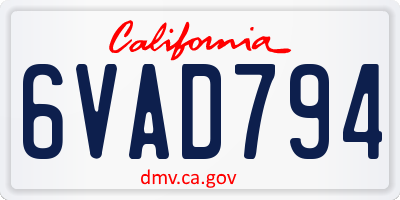 CA license plate 6VAD794