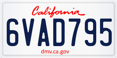 CA license plate 6VAD795