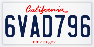 CA license plate 6VAD796