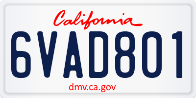 CA license plate 6VAD801