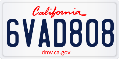 CA license plate 6VAD808