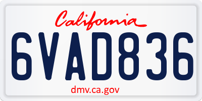 CA license plate 6VAD836