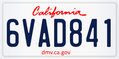 CA license plate 6VAD841