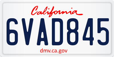 CA license plate 6VAD845