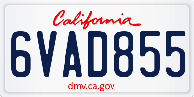 CA license plate 6VAD855