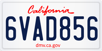 CA license plate 6VAD856
